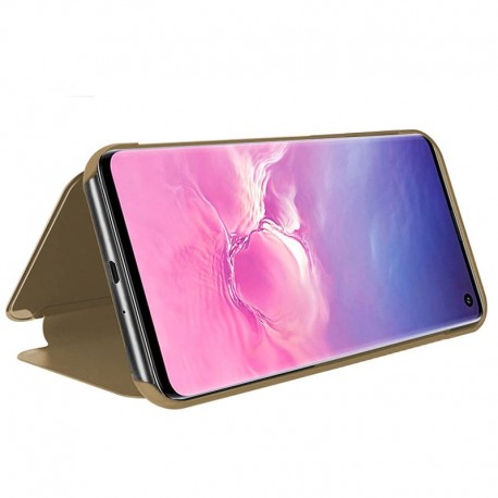 Funda COOL Flip Cover para Samsung G973 Galaxy S10 Clear View Dorado