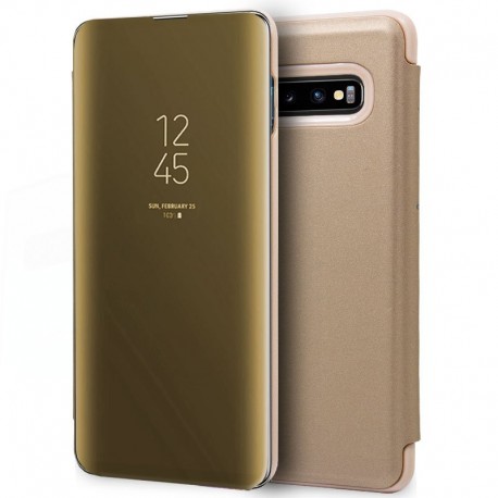 Funda COOL Flip Cover para Samsung G973 Galaxy S10 Clear View Dorado