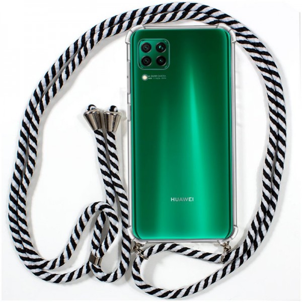 Carcasa COOL para Huawei P40 Lite Cordón Blanco-Negro