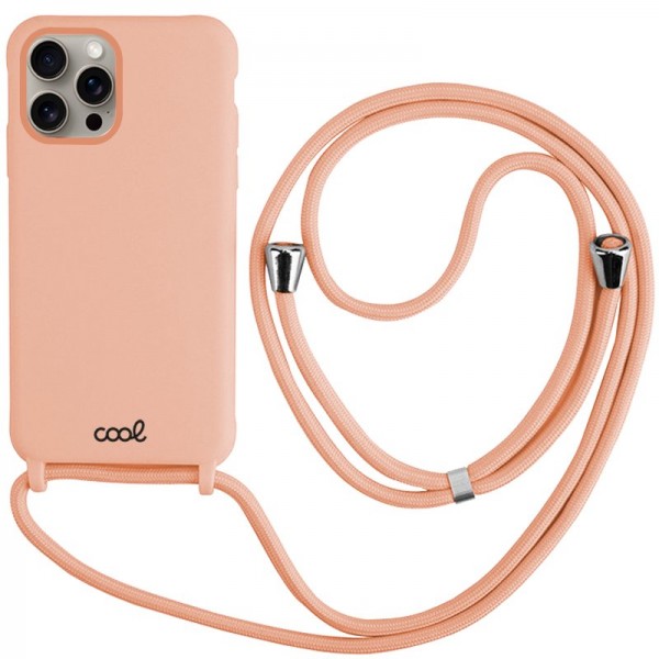 Carcasa COOL para iPhone 15 Pro Max Cordón Liso Rosa