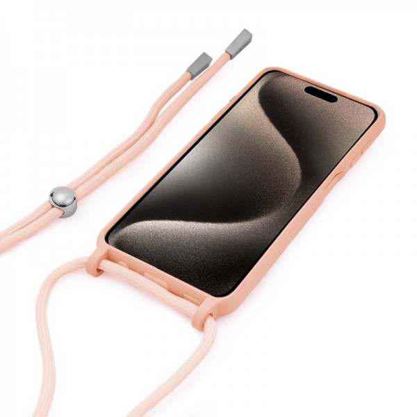 Carcasa COOL para iPhone 15 Pro Max Cordón Liso Rosa