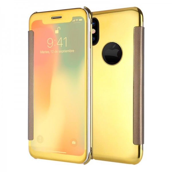 Funda COOL Flip Cover para iPhone X / iPhone XS Clear View Dorado