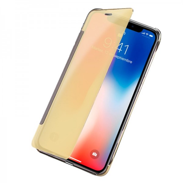 Funda COOL Flip Cover para iPhone X / iPhone XS Clear View Dorado