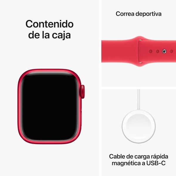 Apple Watch Serie 9 GPS 45mm aluminio sport band M/L rojo