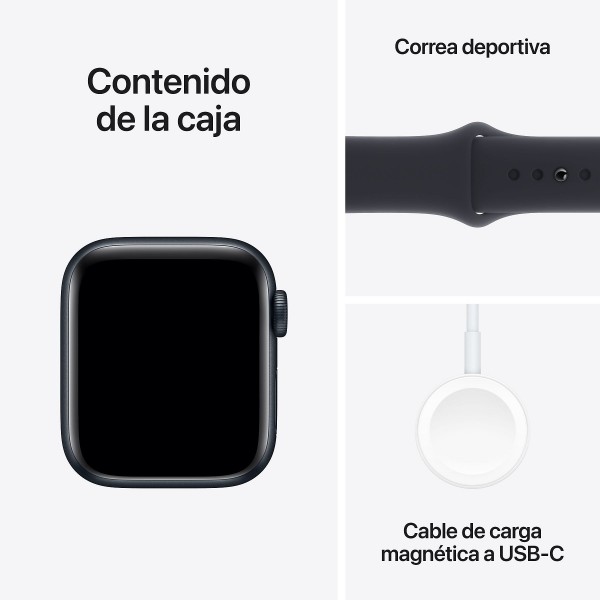 Apple Watch SE 2023 GPS 44mm aluminio sport band M/L negro medianoche