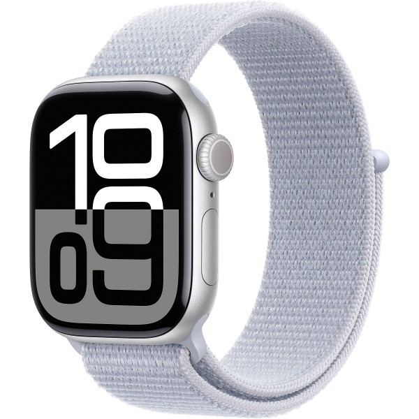 Apple Watch Serie 10 GPS 42mm aluminio plata sport loop azul nube