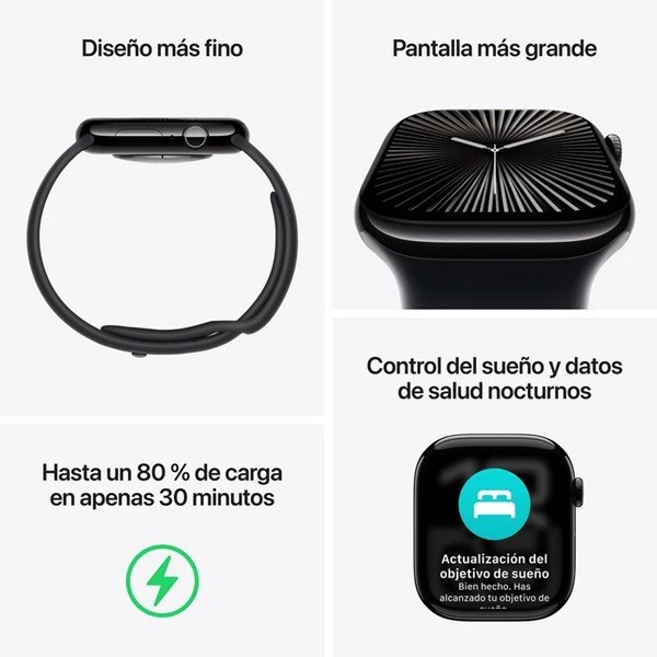 Apple Watch Serie 10 GPS 42mm aluminio plata sport loop azul nube