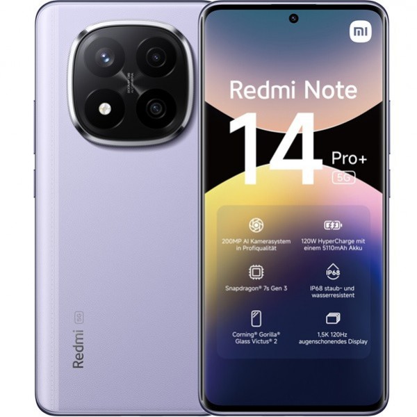 Xiaomi Redmi Note 14 Pro+ 5G dual sim 8GB RAM 256GB violeta