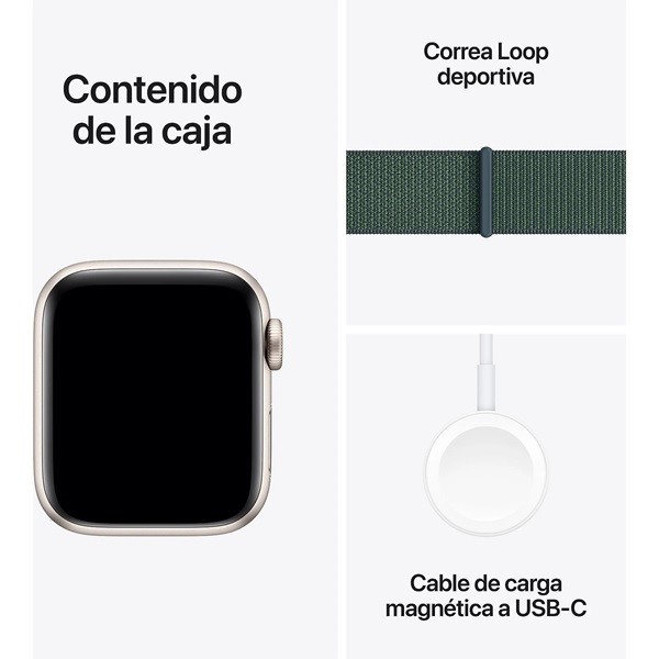 Apple Watch SE 3ra Gen 2024 GPS 44mm aluminio sport loop verde